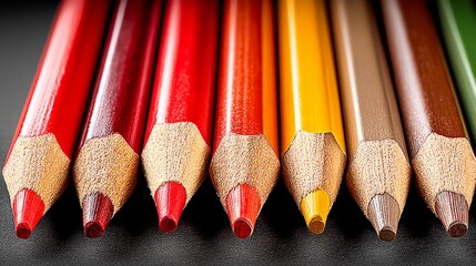 Colorful pencils arranged in a row showcasing vibrant shades and sharpened tips