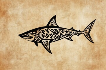 Tribal drawing of shark, simple shapes