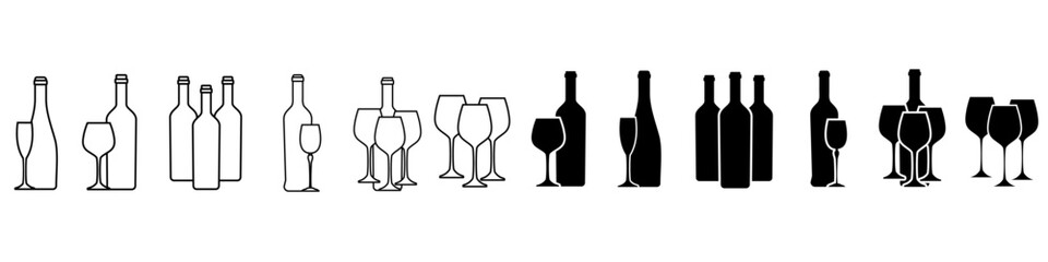 Wine icon vector set. Wine shop illustration sign collection. wine tasting symbol or logo.