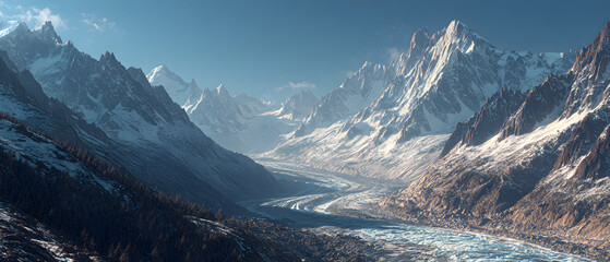 photo of a mountain range with a river running through it