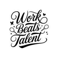 Work Beats Talent. Tennis Quote Vector Design Isolated on White Background