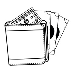 Notebook doodle of a plate and money drawn in vector style on spiral notepad paper