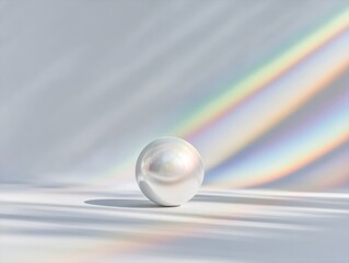 White Pearl Sphere with Rainbow Gradient Lighting