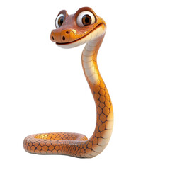Fototapeta premium Playful cartoon snake character with bright eyes and a cheerful expression in a simple design