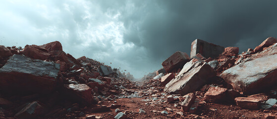 A rocky area with a path through it