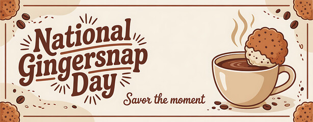 National gingersnap Day Banner, with broken cookie. gingersnap day Banner,