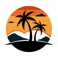 tropical island with palm trees