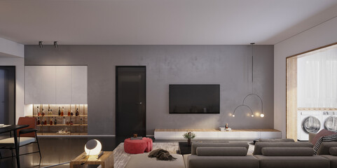 3dc render luxury hotel room, bedroom
