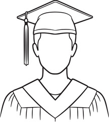Obraz premium Fashionable business person cartoon vector illustration of a graduate in cap and gown