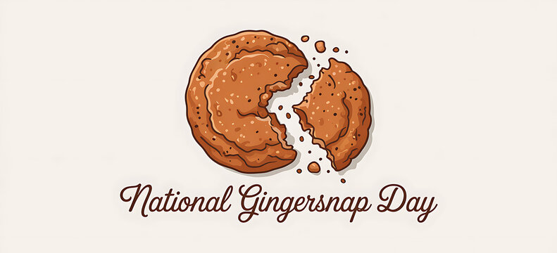 National gingersnap Day Banner, with broken cookie. gingersnap day Banner,