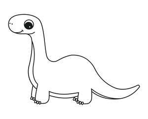 Coloring page with a picture of a cute dinosaur. Coloring book for children and adults