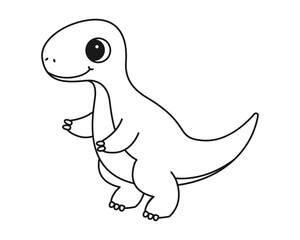 Coloring page with a picture of a cute dinosaur. Coloring book for children and adults
