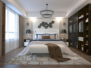 3dc render luxury hotel room, bedroom