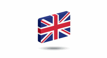 Fototapeta premium A 3D isometric icon or block featuring the Union Jack, the national flag of the United Kingdom, a modern vector graphic symbol isolated on a white background.