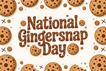 National gingersnap day Banner, with cookies pattern