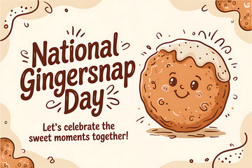 National Gingersnap Day Banner.  with cute cookies