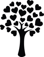 Heart Tree Silhouette Vector Illustration