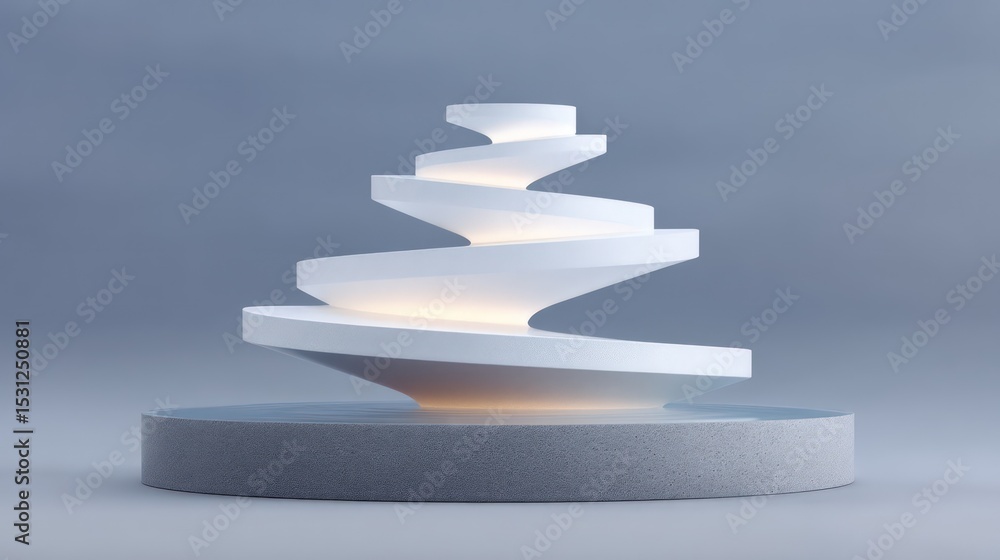 Poster white spiral structure with shallow depth and subtle lighting