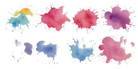 Set of colorful abstract watercolor splash brush strokes vector background. Colors watercolor paint stains vector texture background.	