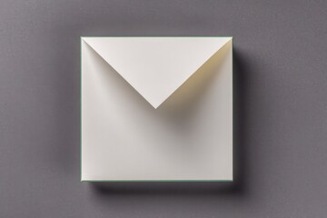 White Square Envelope on Grey Background