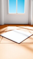 White Square Panel Shadow on Sunlit Tile Floor