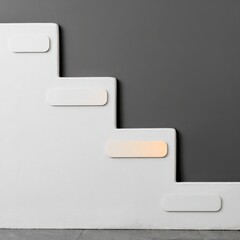 White Steps Against Gray Background Minimalist Geometric Design
