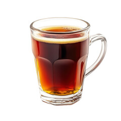 Warm beverage in a glass mug with rich color, ideal for cozy moments or morning routines at home or cafe