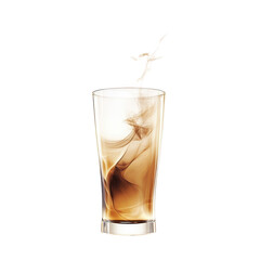 Steam rises from a freshly poured drink in a clear glass, creating an inviting atmosphere