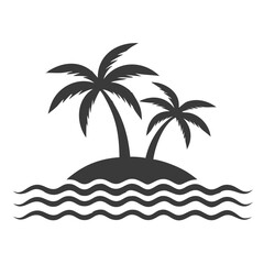 Tropical Island Palm Tree Logo Vector.