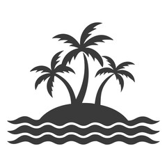 Tropical Island Palm Tree Logo Vector.