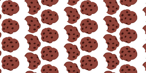 Obraz premium Cookies pattern background. illustration with biscuit and oatmeal cookies. cartoon elements isolated on monochrome background.