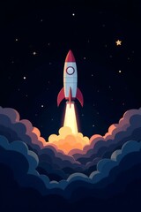 Obraz premium Rocket Launch Illustration Space Exploration Graphic Design