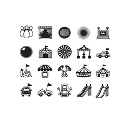Amusement park and circus icon set black and white © Ayesha
