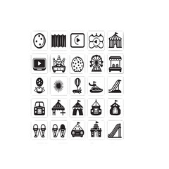 Amusement park icon set black and white