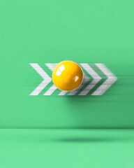 Yellow Sphere with Motion Blur on Teal Background