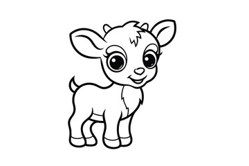Adorable baby goat line drawing cute cartoon animal illustration