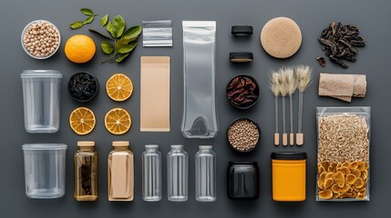 Zero Waste Packaging Design with Various Containers and Ingredients
