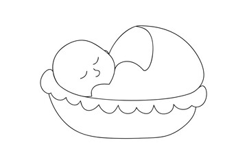 Sweet dreams baby line drawing cradle sleep infant