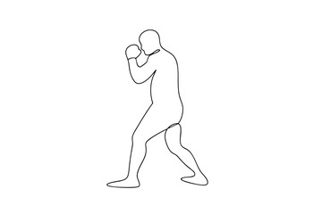Single line drawing boxer man fitness sport