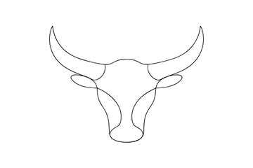 Minimalist line drawing of a bull head
