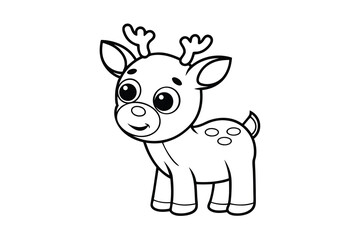 Adorable baby reindeer line drawing cute cartoon animal