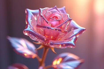 Exquisite glass rose in pink hues illustrating beauty love and delicate floral art