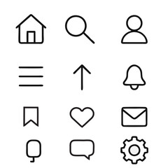 12 Flat UI Icons for Mobile App — Minimalist Line Icons