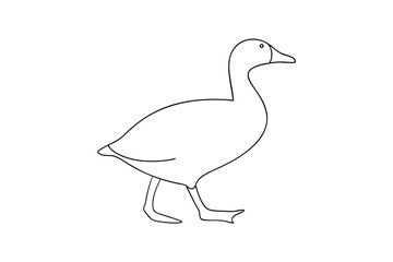Simple line drawing of a goose bird farm animal
