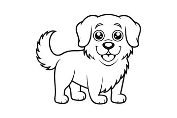 Adorable golden retriever puppy line drawing cartoon illustration