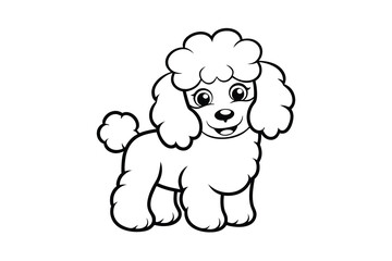 Adorable cartoon poodle line drawing for kids coloring pages