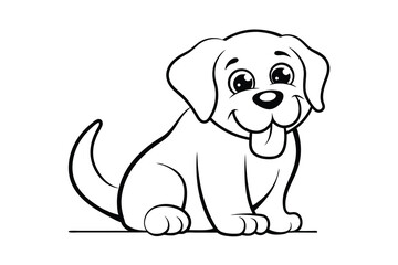 Adorable cartoon puppy line drawing happy dog