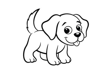 Adorable cartoon puppy line drawing for coloring pages