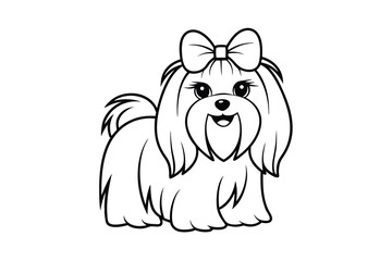 Adorable Maltese Puppy Coloring Page Cute Line art