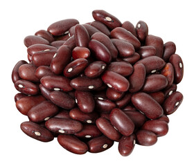 Pile of raw red kidney beans cut out